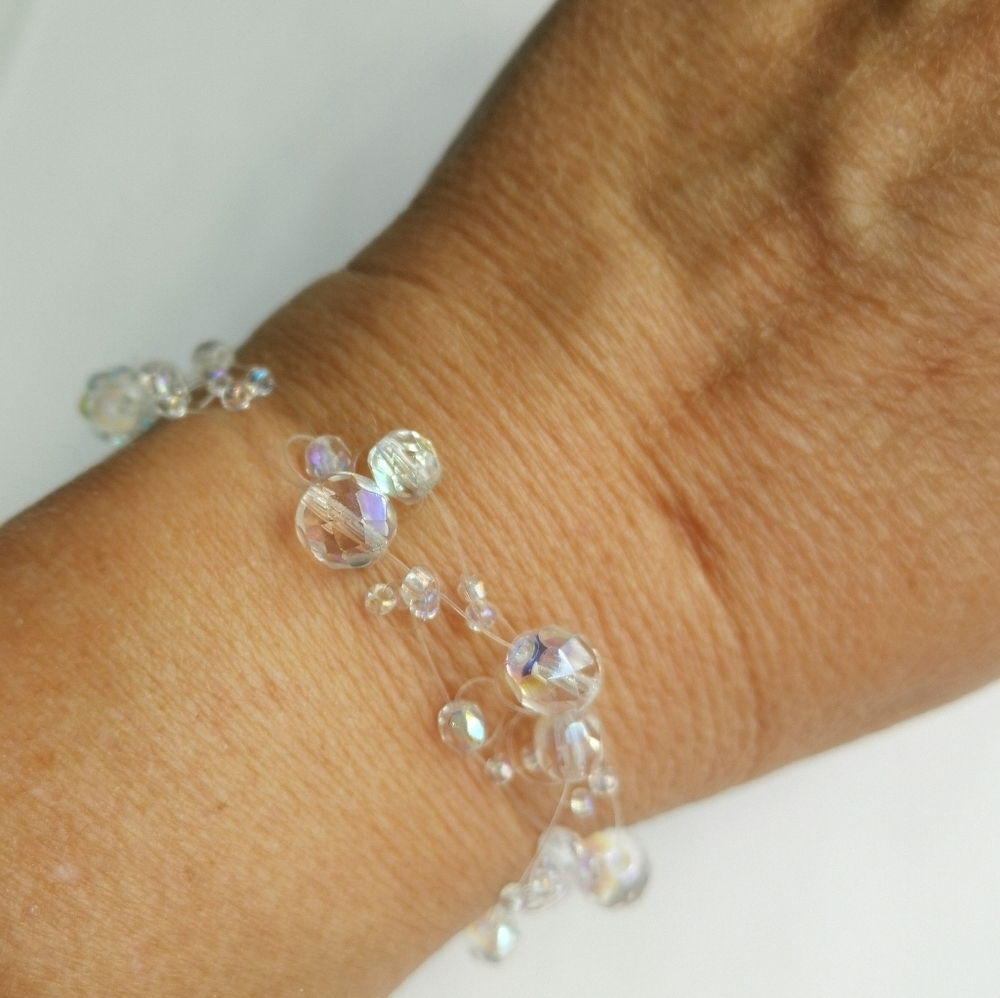 Czech Crystal Aurora Borealis Clear Glass Bracelet